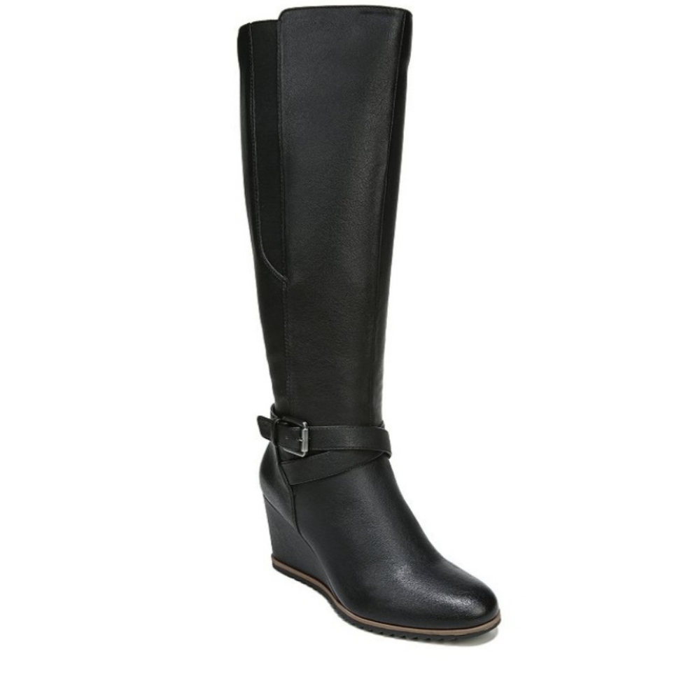 Black Knee-High Wedge Boots